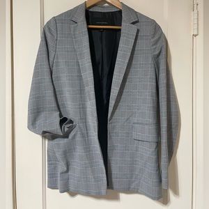 Banana Republic grey houndstooth plaid blazer